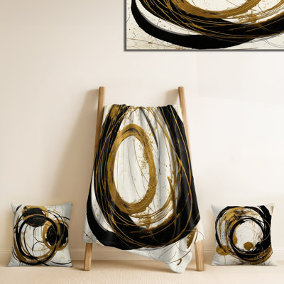 Black And Gold The Art Of Chaos III - Abstract Painting Decorative Throw Blanket