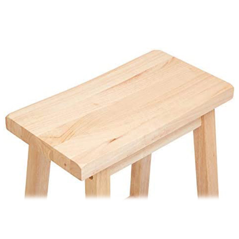 Adjustable Natural Wood Backless Saddle-Style Counter Stool