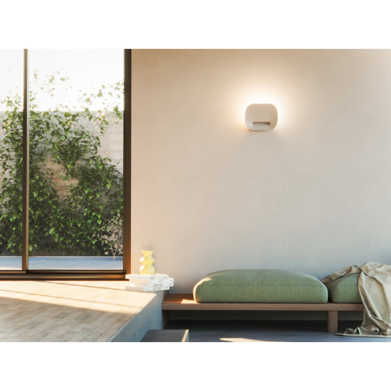 LED Flush Mounted Sconce, White Glazed