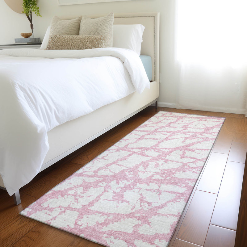 Premium Machine Washable Prisco Pink Rug, Runner 2'3" x 7'6"