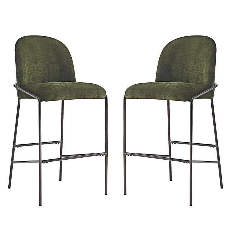 Ensemble de 2 tabourets de bar rembourrés, Vert