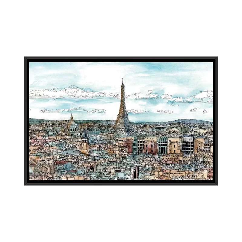 « european l’après-midi ii », reproduction d’impression sur toile tendue, H 18 po x l 26 po x P 1,5 po, Toile avec cadre noir
