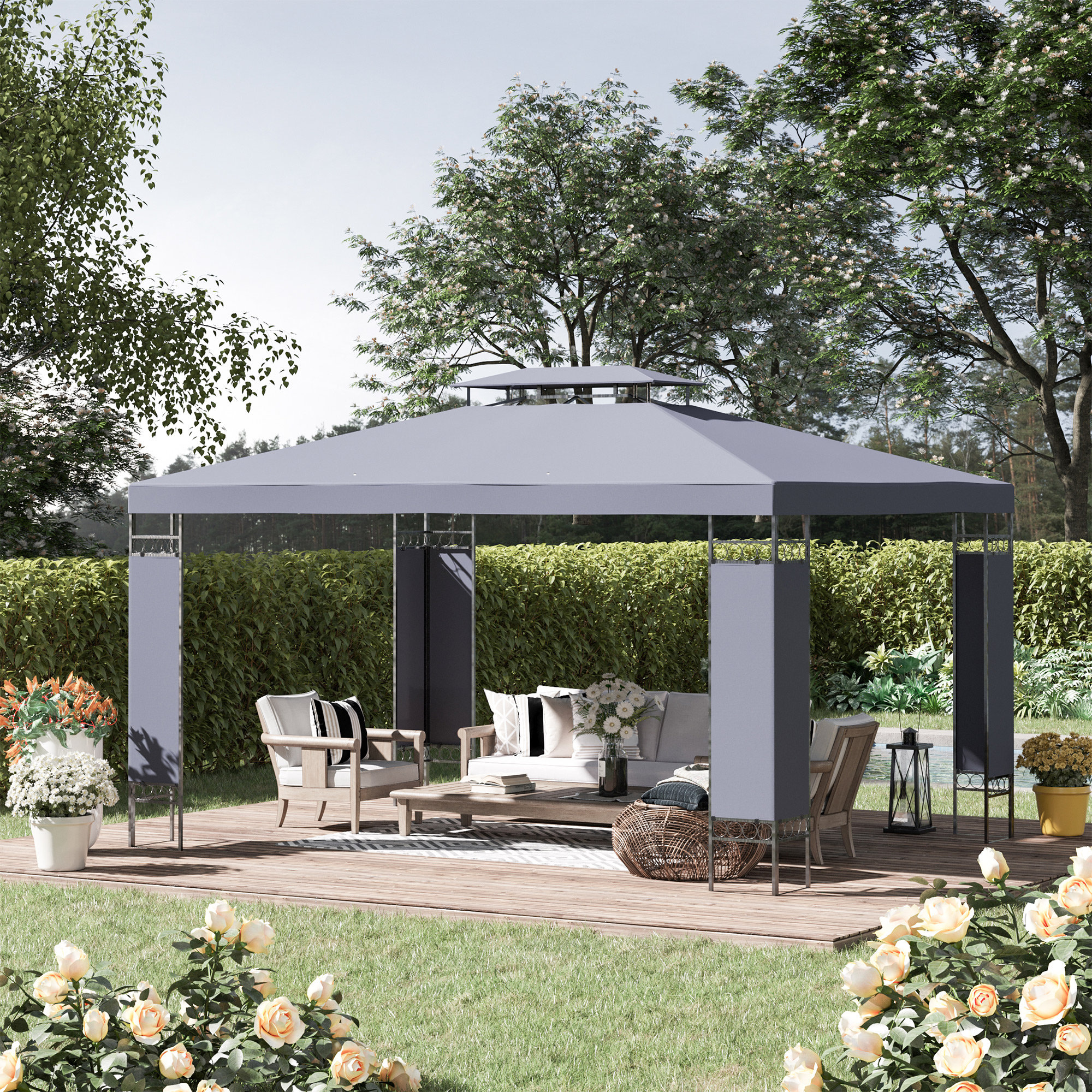 Outsunny 10' x 10' Outdoor Patio Gazebo with Beautiful Polyester