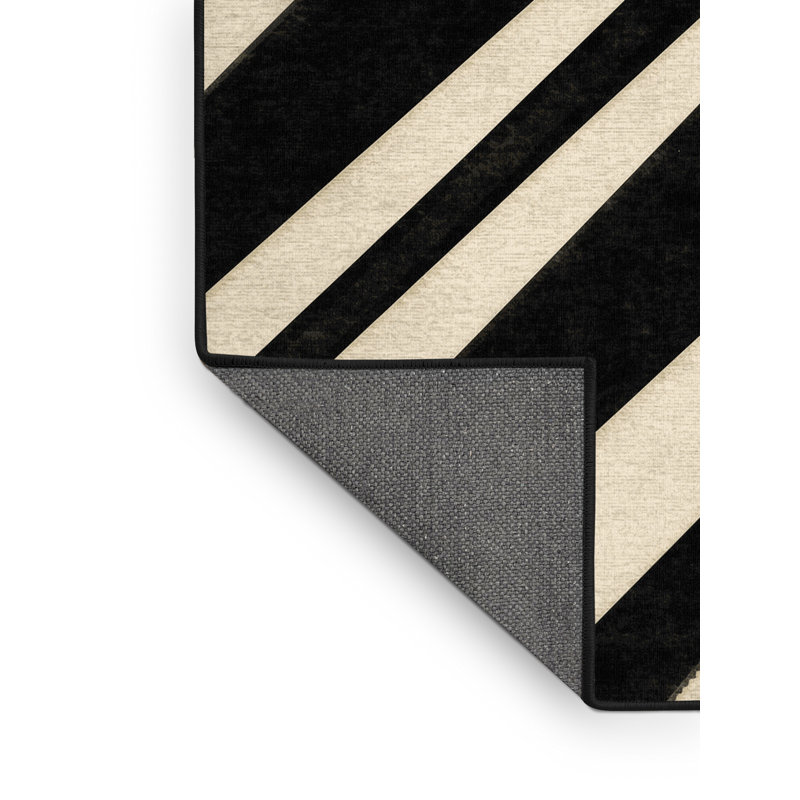 Tapis moelleux moelleux à motif géométrique art déco Tenafly Broadway Lights - noir, 5 x 8