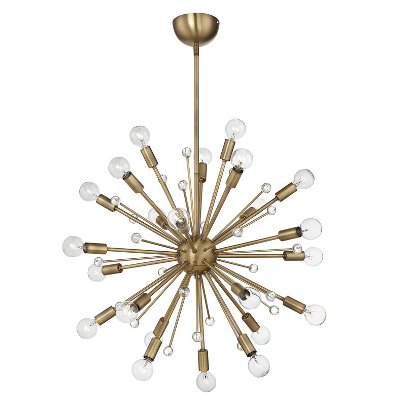 Lustre sphérique spoutnik 24 lumières à intensité variable, Laiton chaleureux