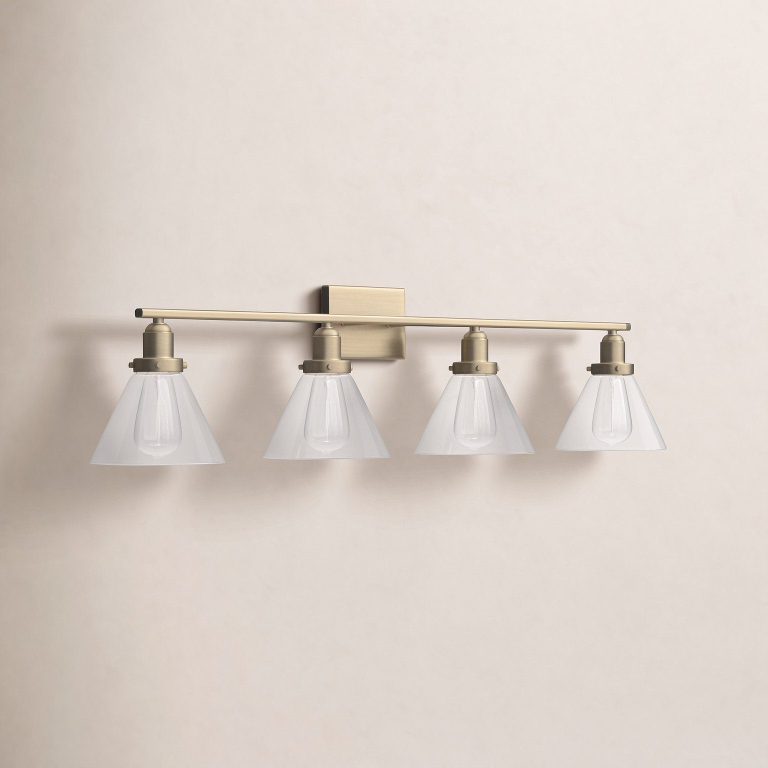 Catalina 4 Light Dimmable Bath Sconce, Warm Brass