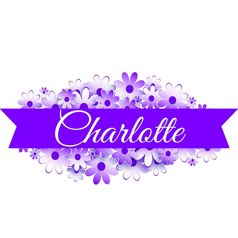 Décalcomanie murale nom de fleur personnalisée, Mauve, Oui, H 10 po x l 20 po