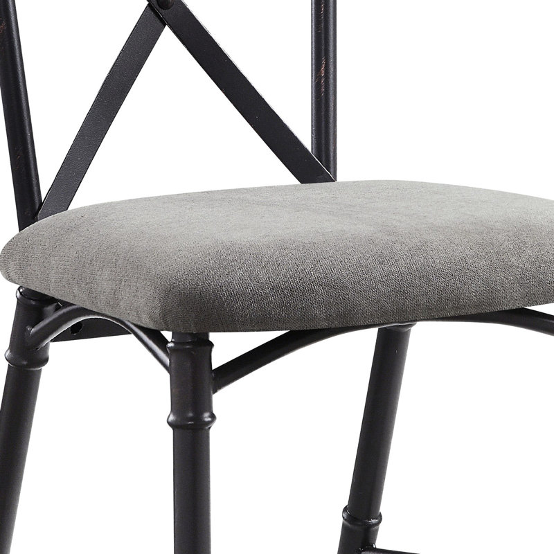2 chaises d'appoint grises et sablonneuses noires - plateau de table et dossier rembourré de style tendance et réconfortant