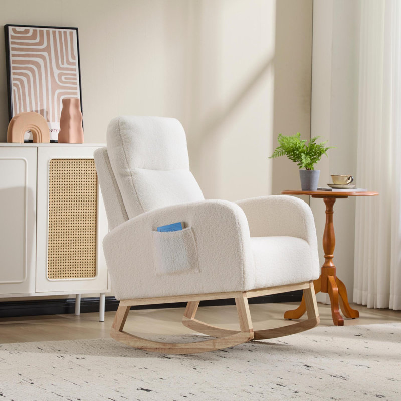 Chaises berçantes modernes et confortables, pieds en bois massif, style blanc chic pour la maison
