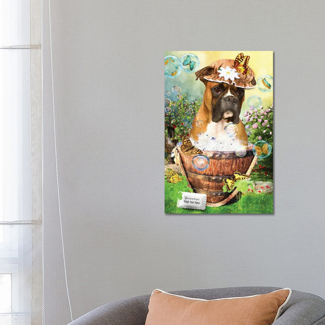 Boxer Dog Wash Your Paws by Nobility Dogs - Wrapped Canvas Graphic Art