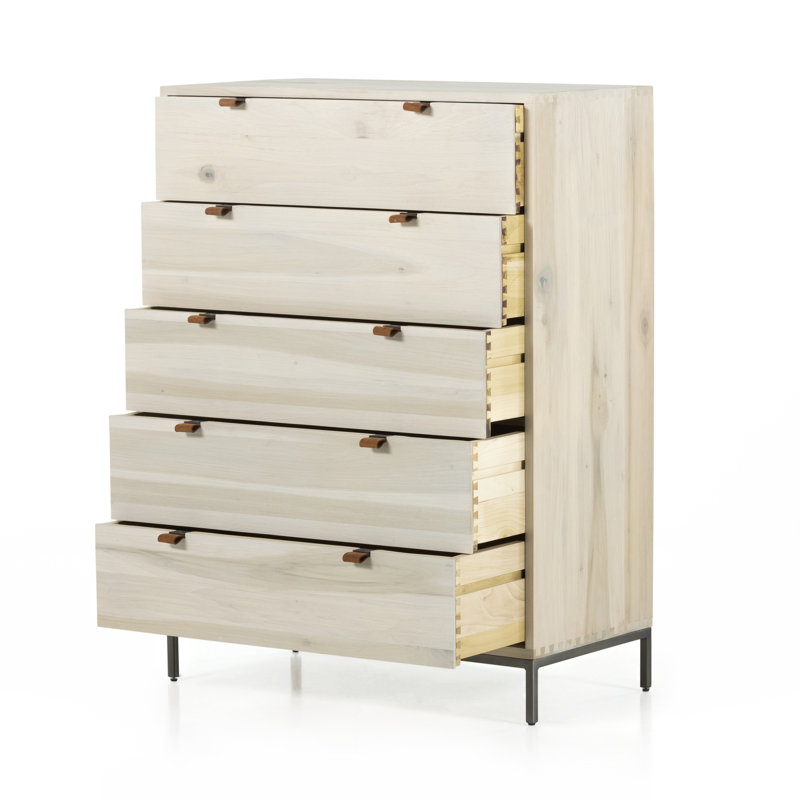 Commode 5 tiroirs Loki, Peuplier colombe