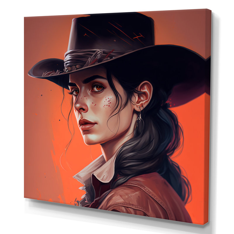 Western Cow Girl II - impression sur toile, H 30 po x l 30 po x P 1 po, Toile tendue