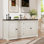 Buffet armoire, blanc cassé - grand buffet avec 4 portes de grange, tablettes réglables et bar à café en bois pour la cuisine ou le salon