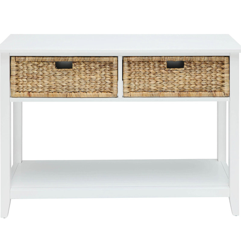 Rectangular Console Table With 2 And Open Shelf In White Appearance