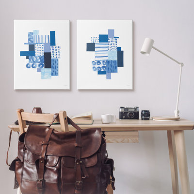 Blue Patchwork Patterns Abstract Geometric Squares