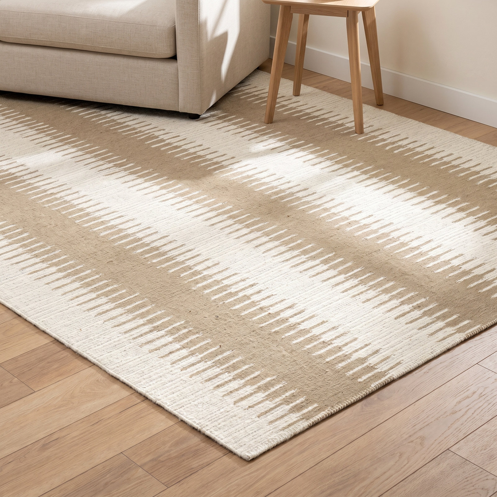 Niya Brown Striped Jute Rug, Rectangle 7'10" x 10'