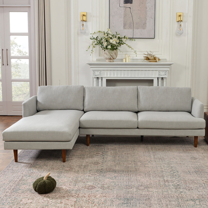 Miller 2 - Piece Upholstered Sectional, Orienté à gauche (vu de face), Mélange de polyester gris clair