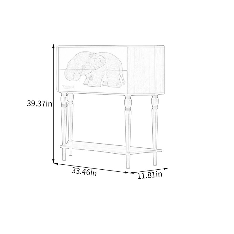 Armoire de rangement en pin massif avec grands tiroirs, Noyer