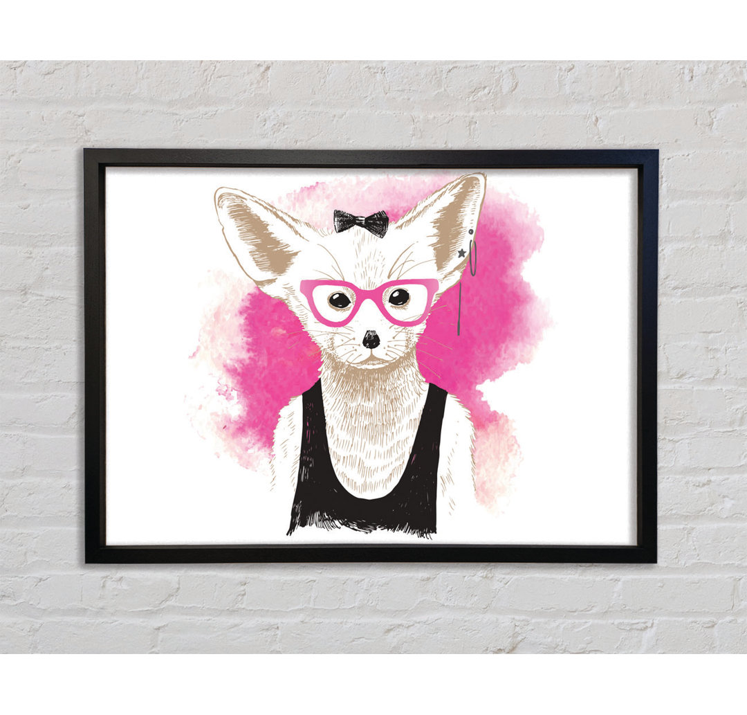 Leinwandbild Arctic Fox Schleife Rosa Brille