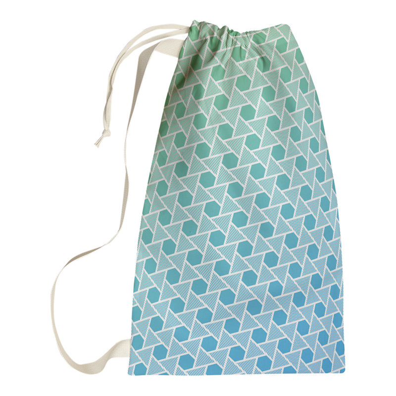Sac à linge Mcguigan Hexagons and Triangles, Petit (H 29 po x l 18 po x P 1,5 po), Vert / bleu