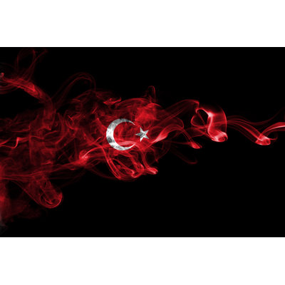 Turkey Flag Smoke by Vladm - Wrapped Canvas Print