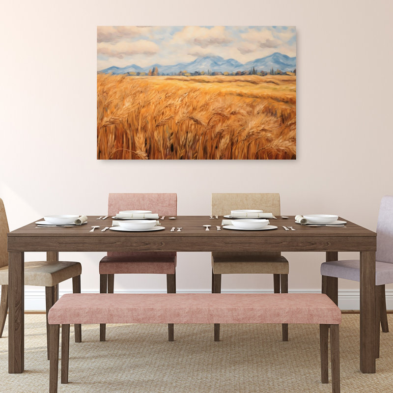 Tiges de blé paisible, paysage serein tranquille, art mural, 32" H x 48" W