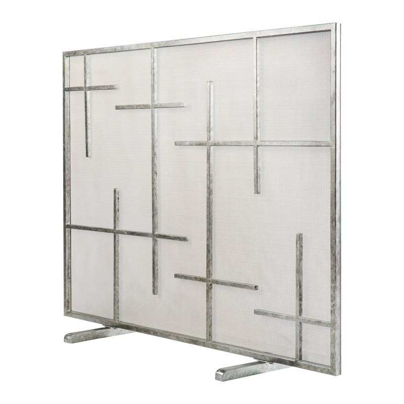 Boston Steel Fireplace Screen, Royal Silver
