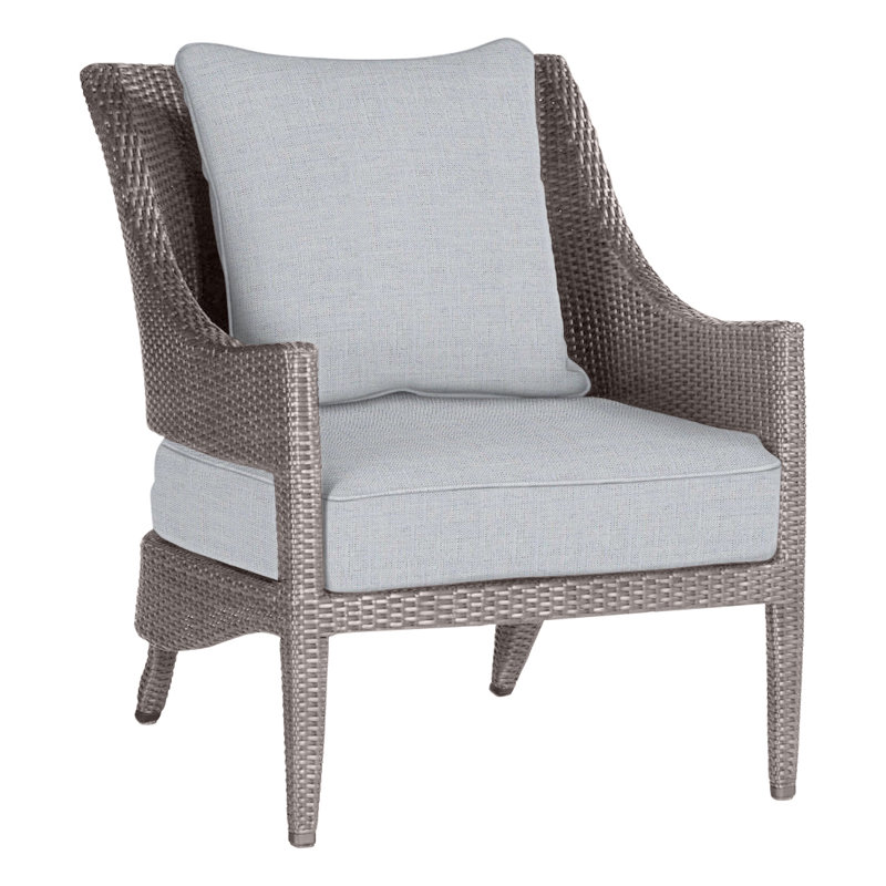 Athena Patio Lounge Chair with Cushions, Oyster, Linen Chambray, Welt