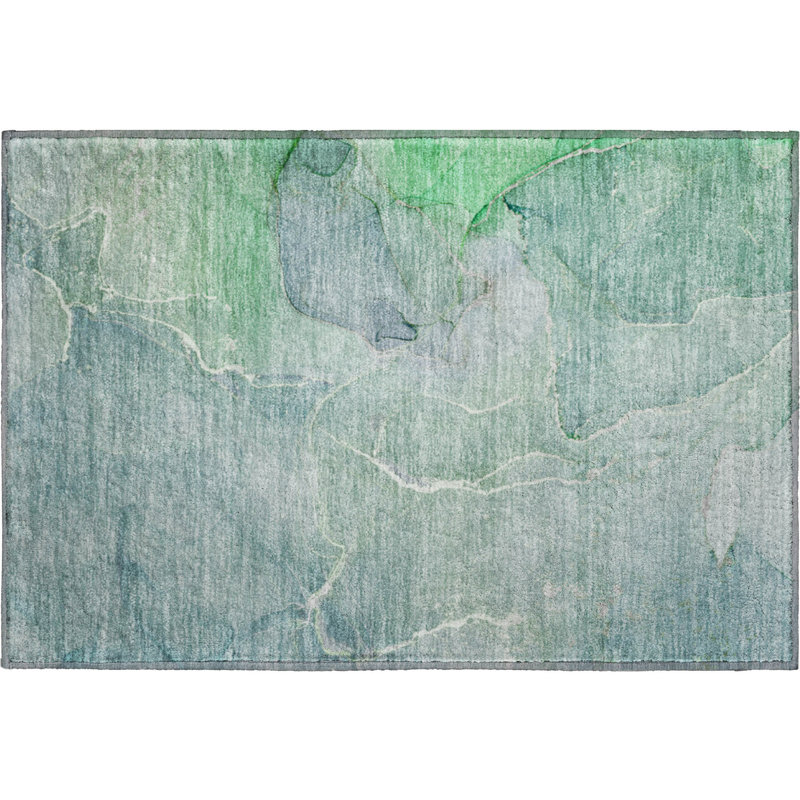 Tapis bleu sarcelle lavable à la machine Cerrito AMF511 Cerrito, Rectangle 1 pi 8 po x 2 pi 6 po
