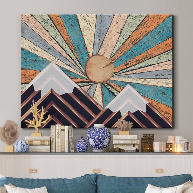 Paysage en bois - reproduction sur toile tendue, H 12 po x l 8 po x P 1 po