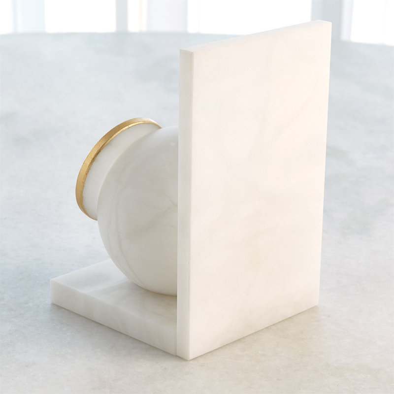 Pair Alabaster Big Eyed Owl Bookends-Lg