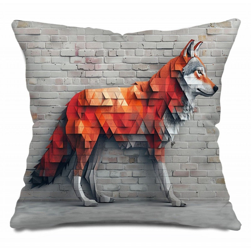 Fox Throw Pillow, Art  Pillows, 18"H x 18"W