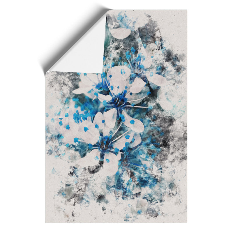Blue Cherry Tree Flowers - No Frame Print, 84cm H x 59cm W x 0.1cm D