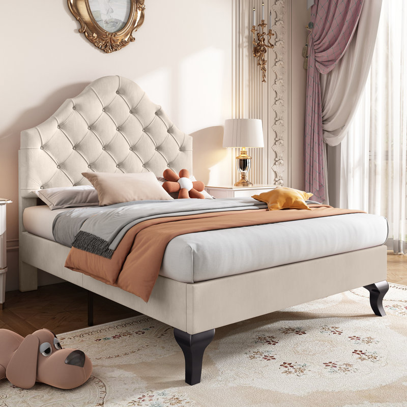 Wiedeman Upholstered 90 X 190cm Bed, Beige, Single (3')