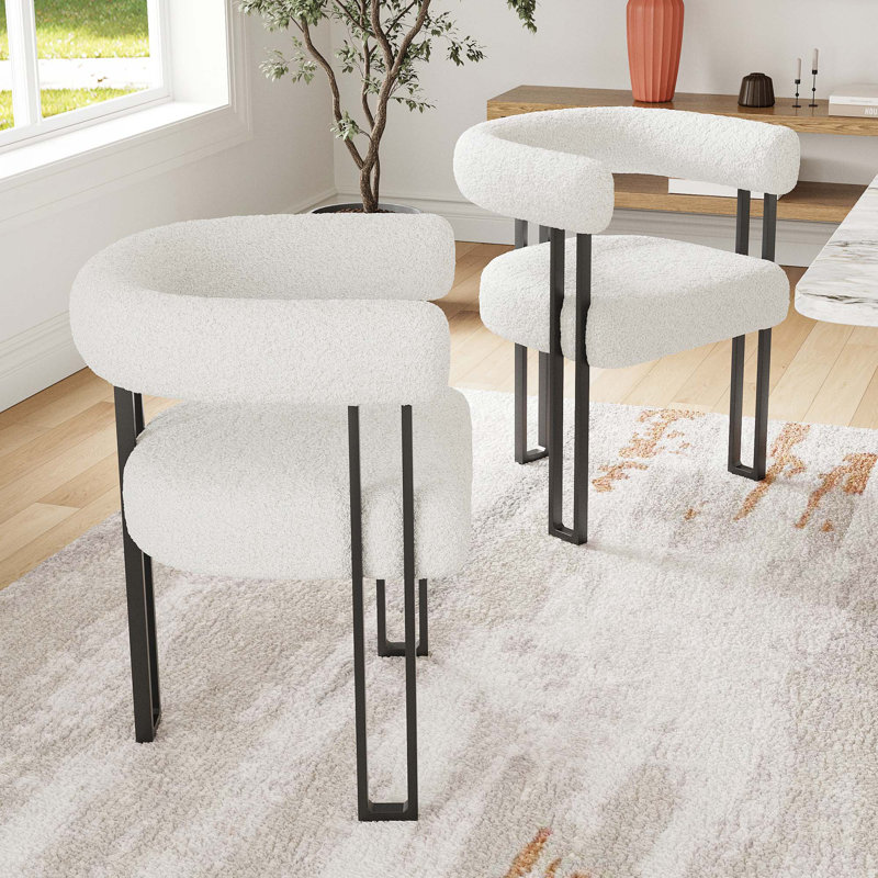 Ensemble de 2 fauteuils de salle à manger rembourrés, Beige