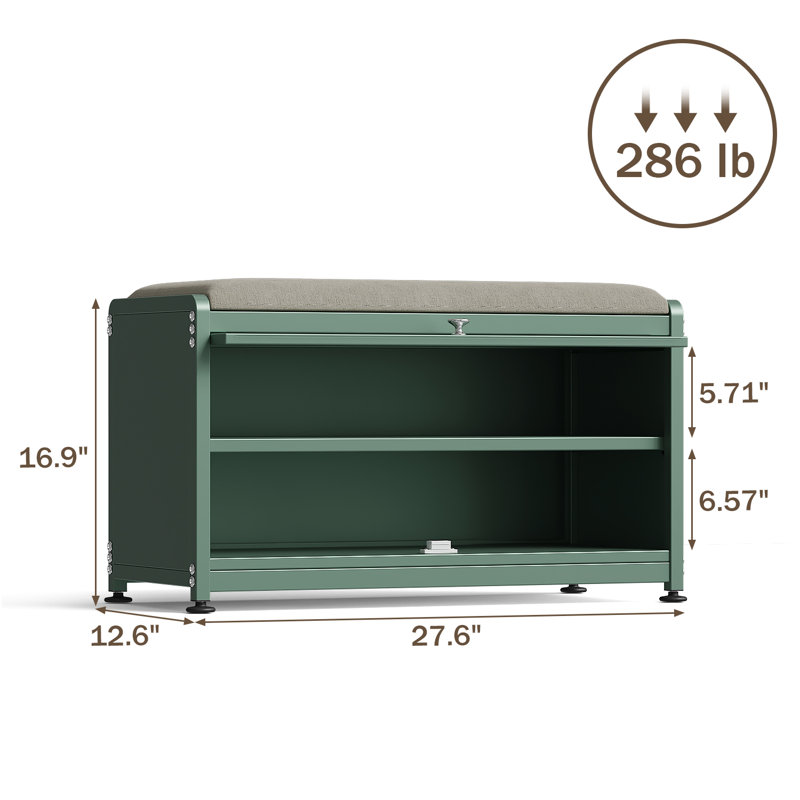 Banc de rangement pour 6 paires de chaussures, Vert