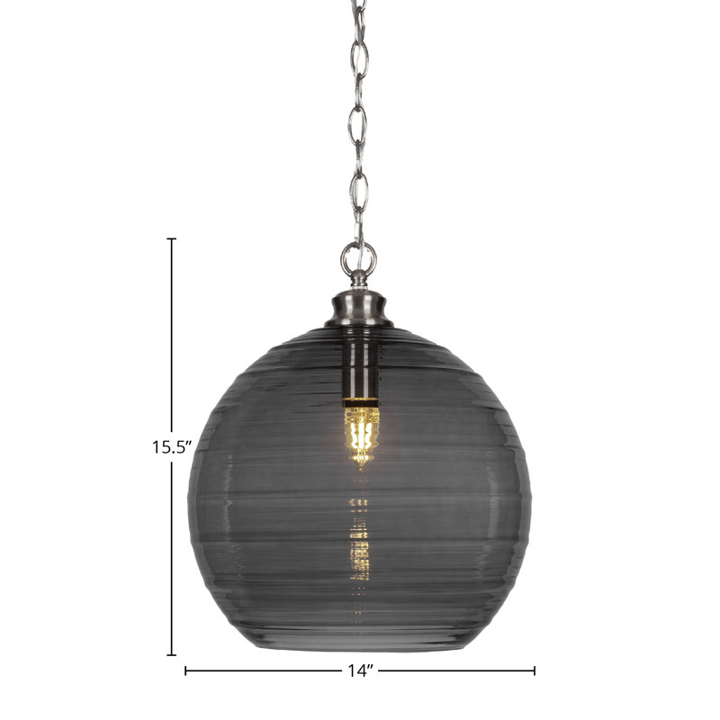Malena 1-Light Chain Hung Pendant, Nickel, Gray, 91" H x 14" W  14" D