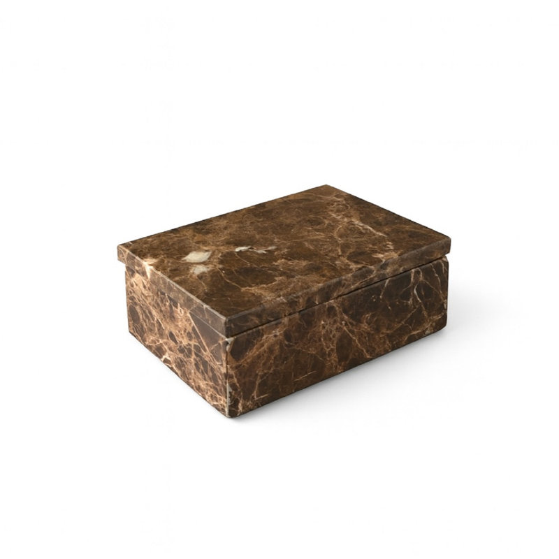 Brown Emperador Rect. Box Lg., 2.5" H x 7" W x 5" D