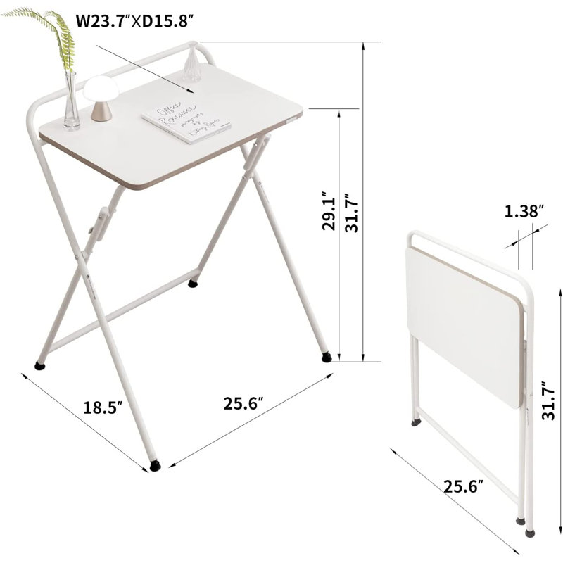 Ermenek Foldable Steel Writing Desk, White