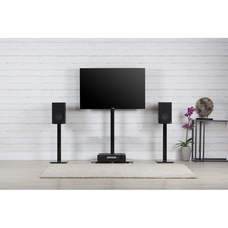 Support de plancher pivotant moderne avec tablettes, pouvant supporter jusqu'à 70 lb, Noir