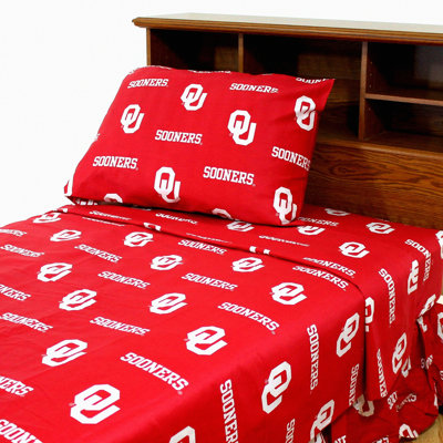 Sooners Comfort Collection - 4 Piece Sheet Set in Team Colors - Includes Flat Sheet, Fitted Sheet, and 2 Pillowcases - Ultimate Comfort for Oklahoma Fans!
