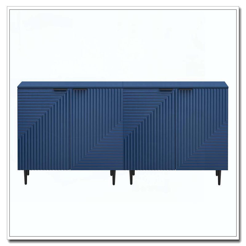 Ensemble de 2 armoires latérales minimalistes modernes Mirod, solution de rangement polyvalente, tablettes réglables, Marine