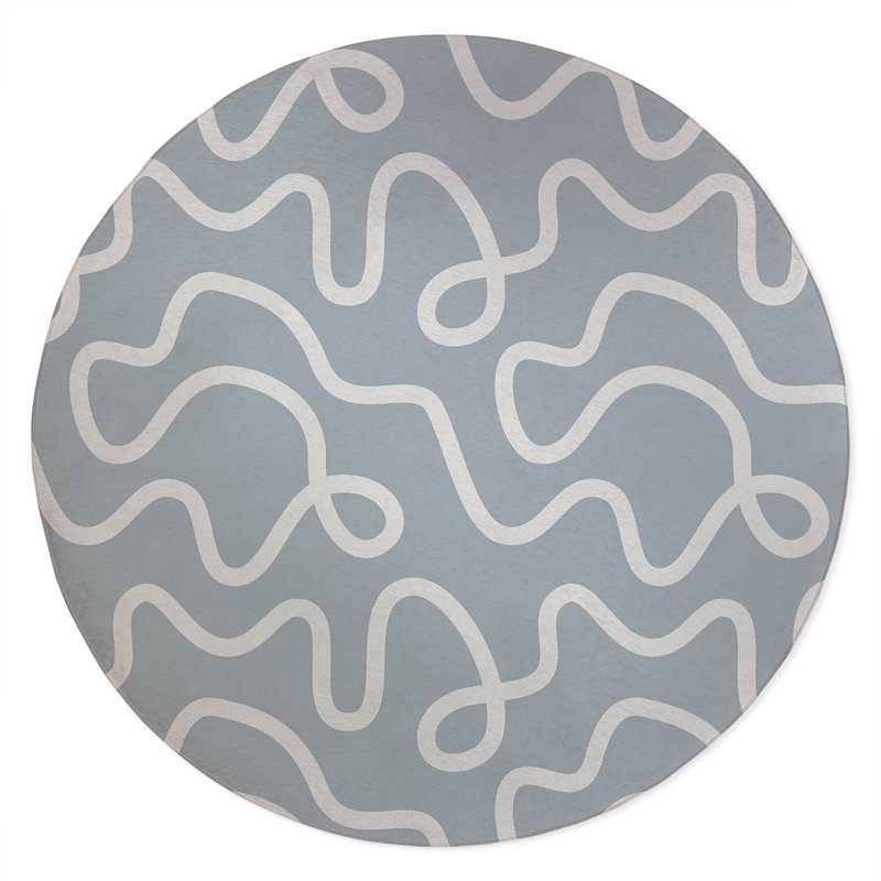 Squig Non-Slip Outdoor Rug, Round 5'