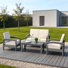 Hdpe All-weather 4-person Sofa Set & Coffee Table – Complete Outdoor Patio Conversation Set