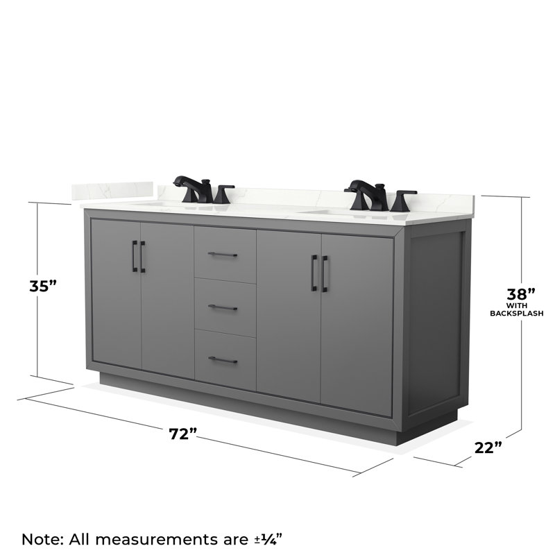 72'' W Double Vanity, Matte Black, Dark Gray, Giotto Quartz