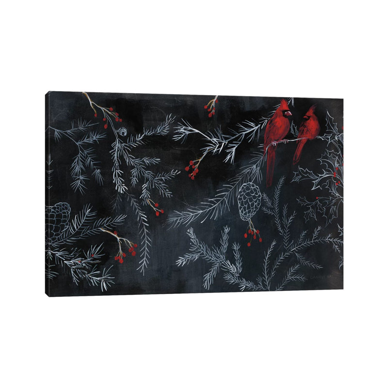 Cardinal Chalkboard by Danhui Nai - Wrapped Canvas Painting, 20.32 cm H x 30.48 cm W