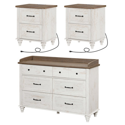 Locklin 3-Piece Wood Dresser and Nightstand Set