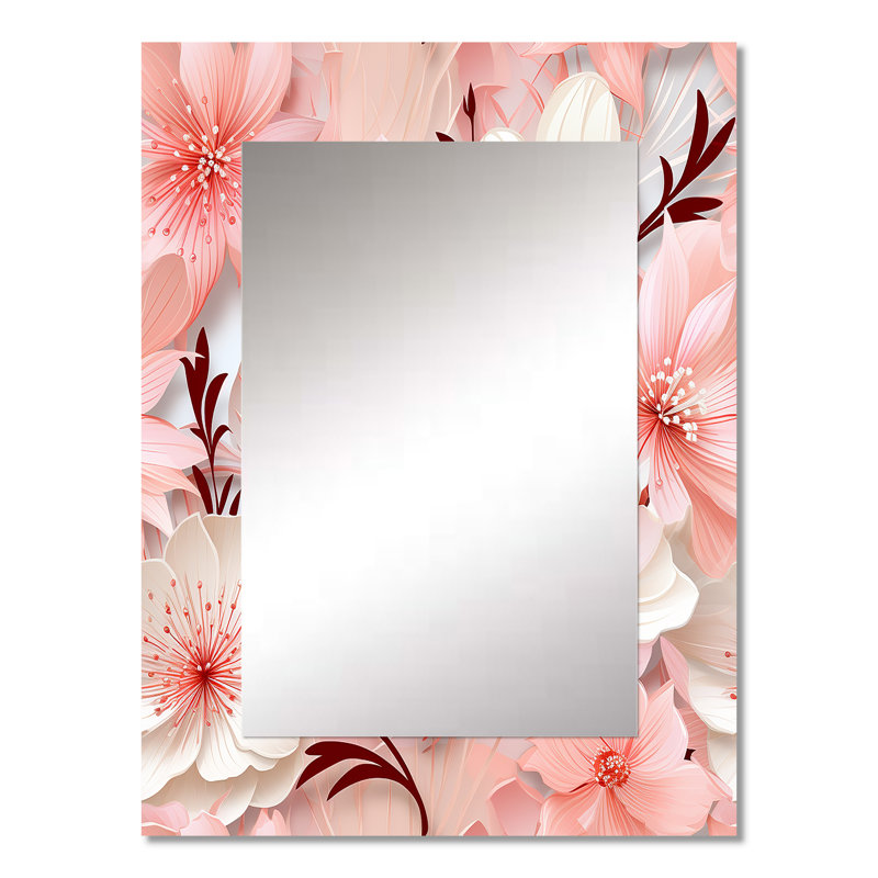 Brandonlee Seaside Elegance Tropical Motif - miroir mural tropical, miroir décoratif tropical, impression d'art en métal