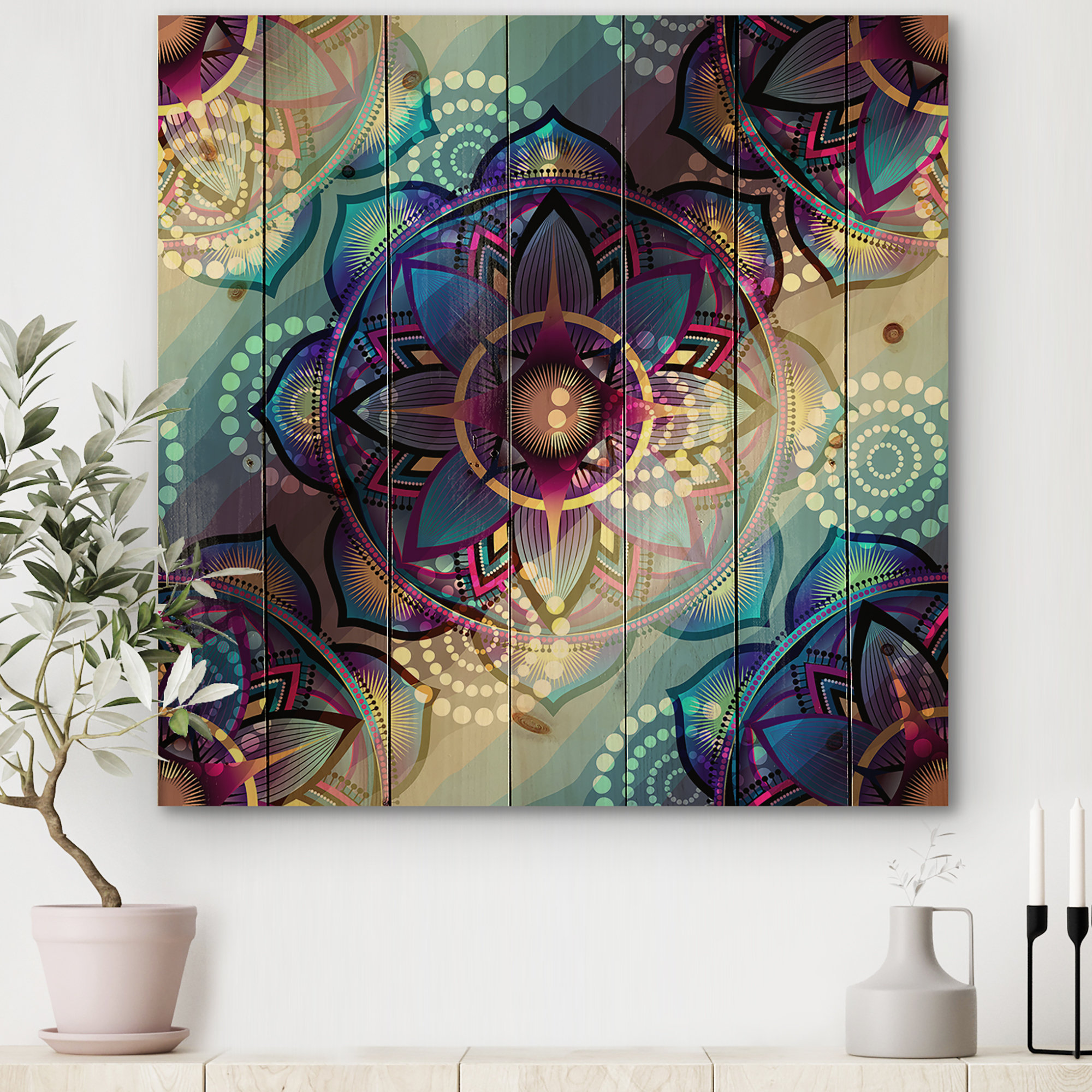 ABSTRACT WALL ART, Mandala Wall Covering, Colorful Mandala Wall Décor,  Indian Mandala Wallpaper, Mandala Wall Mural, Peel and Stick -  Canada