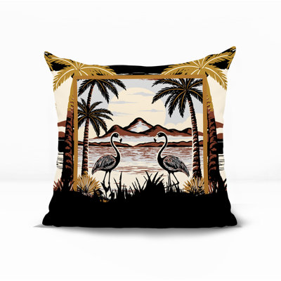 Oreiller carré réversible intérieur / extérieur Yanu Flamingo